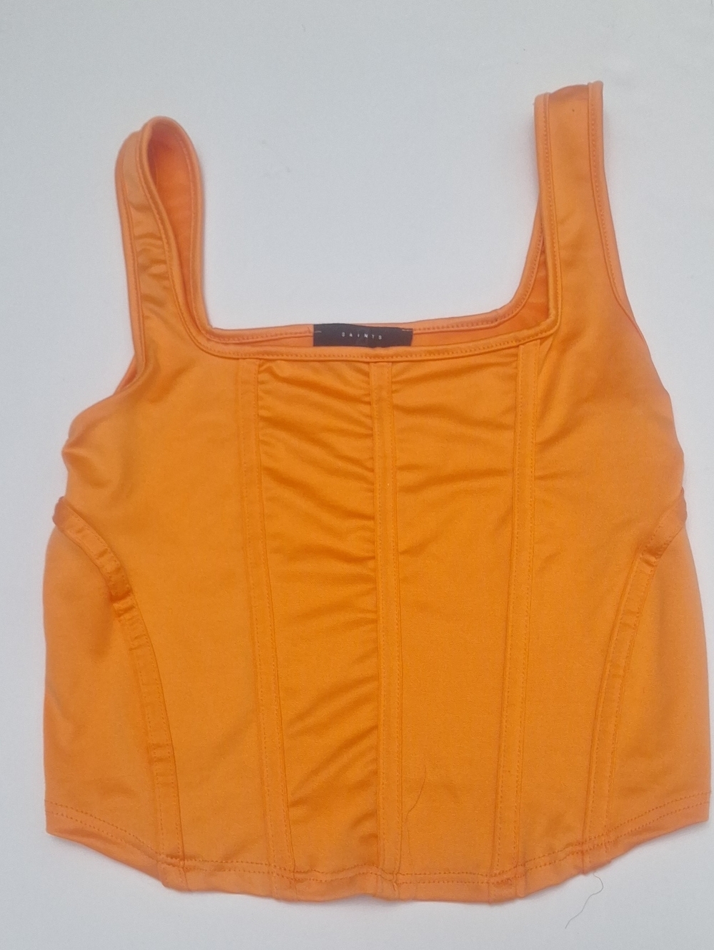 All Saints Orange Square-Neck Structured Tank